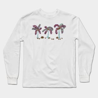 Playful Palms and Coconuts - Purple & Teal Long Sleeve T-Shirt